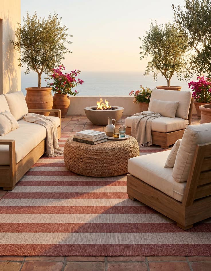 Detail image of 10' x 13' Easy-Clean Ribbon Indoor / Outdoor Rug