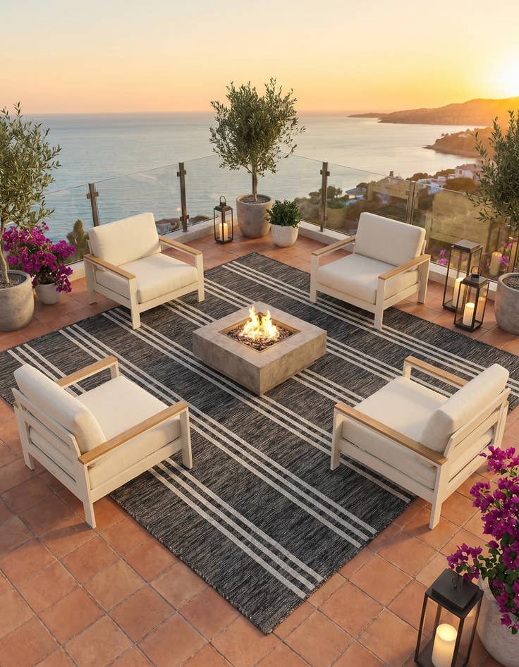 Detail image of 7' 10 x 7' 10 Easy-Clean Jill Zarin Anguilla Indoor / Outdoor Square Rug