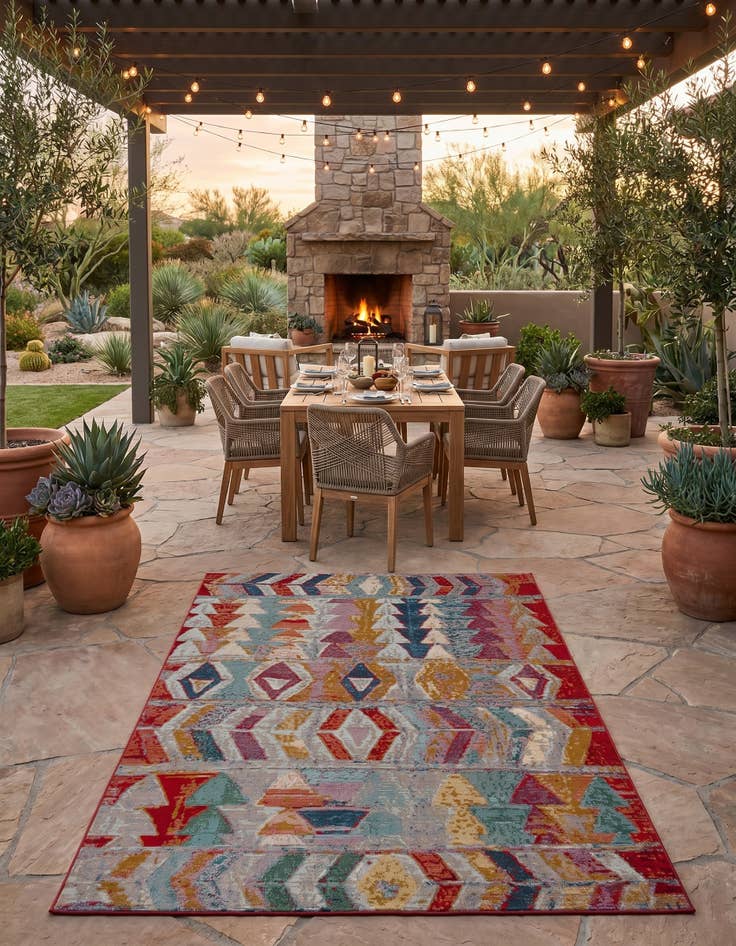 Detail image of 5' 3 x 8' Easy-Clean Modern Indoor / Outdoor Rug