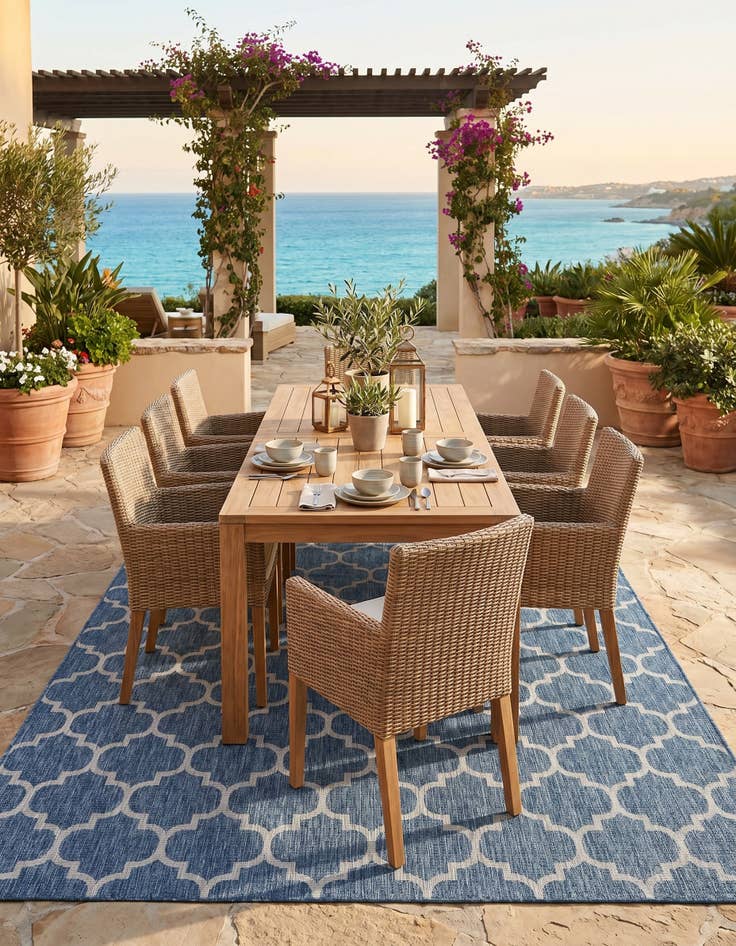 Detail image of 10' x 14' Easy-Clean Trellis Indoor / Outdoor Rug