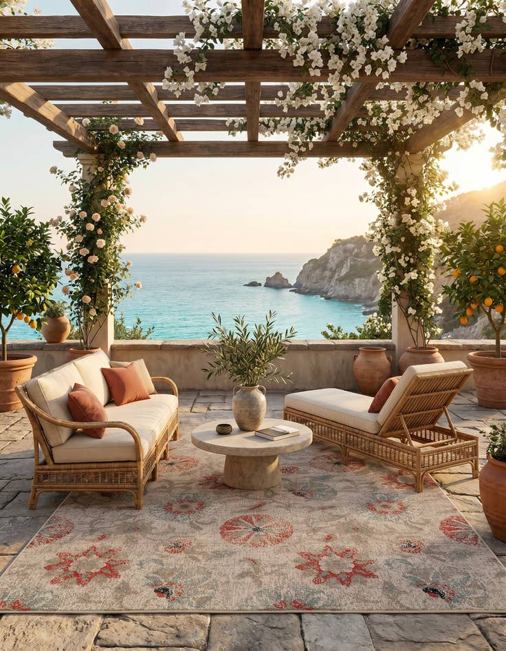 Detail image of 7' 10 x 10' Easy-Clean Botanical Indoor / Outdoor Rug