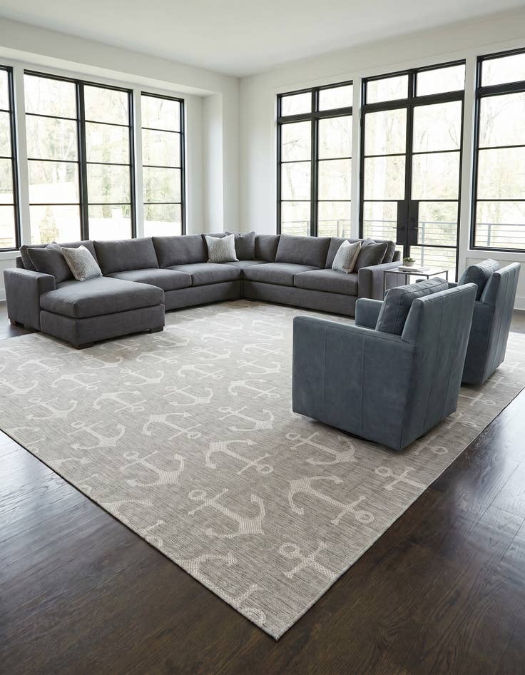 Detail image of 13' x 13' Easy-Clean Coastal Indoor / Outdoor Square Rug