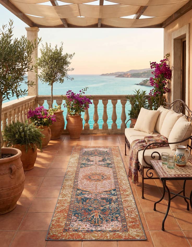 Detail image of 2' x 6' Easy-Clean Traditional Indoor / Outdoor Runner Rug