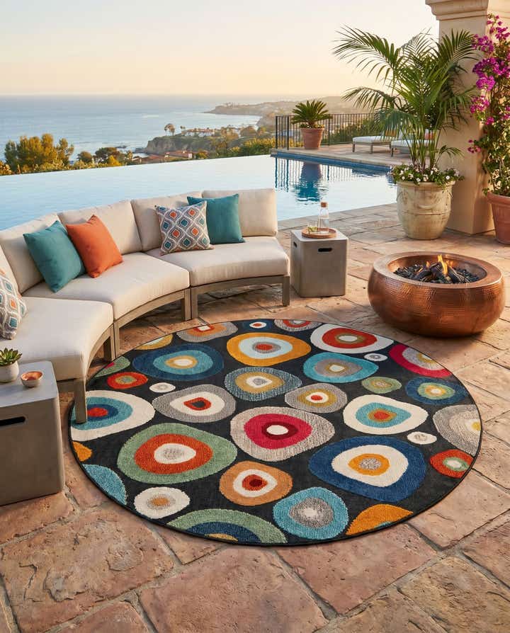 6' x 6' Easy-Clean Casablanca Indoor / Outdoor Round Rug