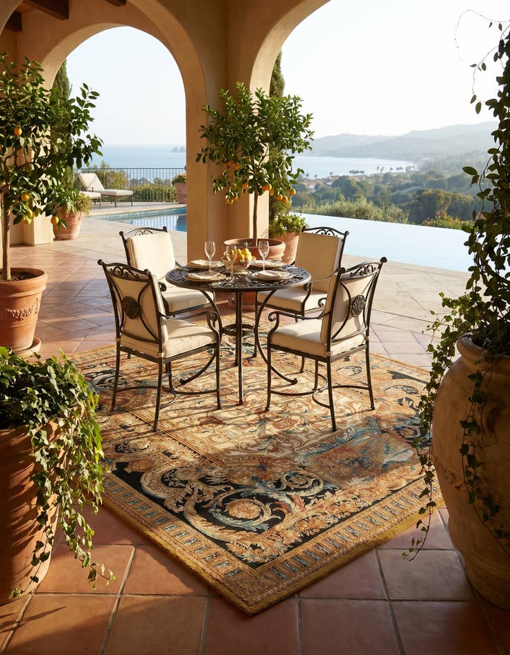 Detail image of 7' 10 x 7' 10 Easy-Clean Traditional Indoor / Outdoor Square Rug