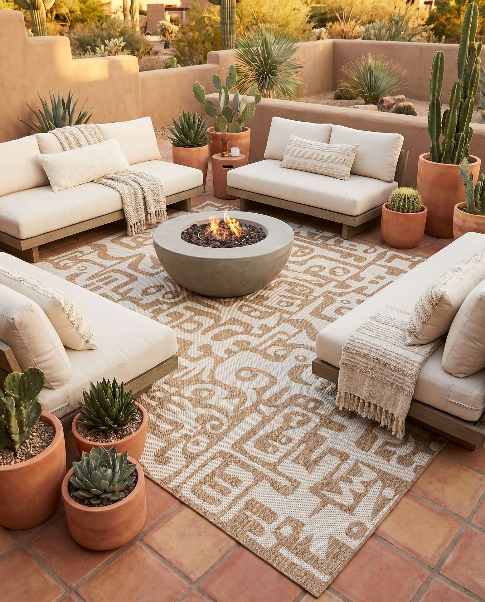 10' x 10' Easy-Clean Modern Indoor / Outdoor Square Rug