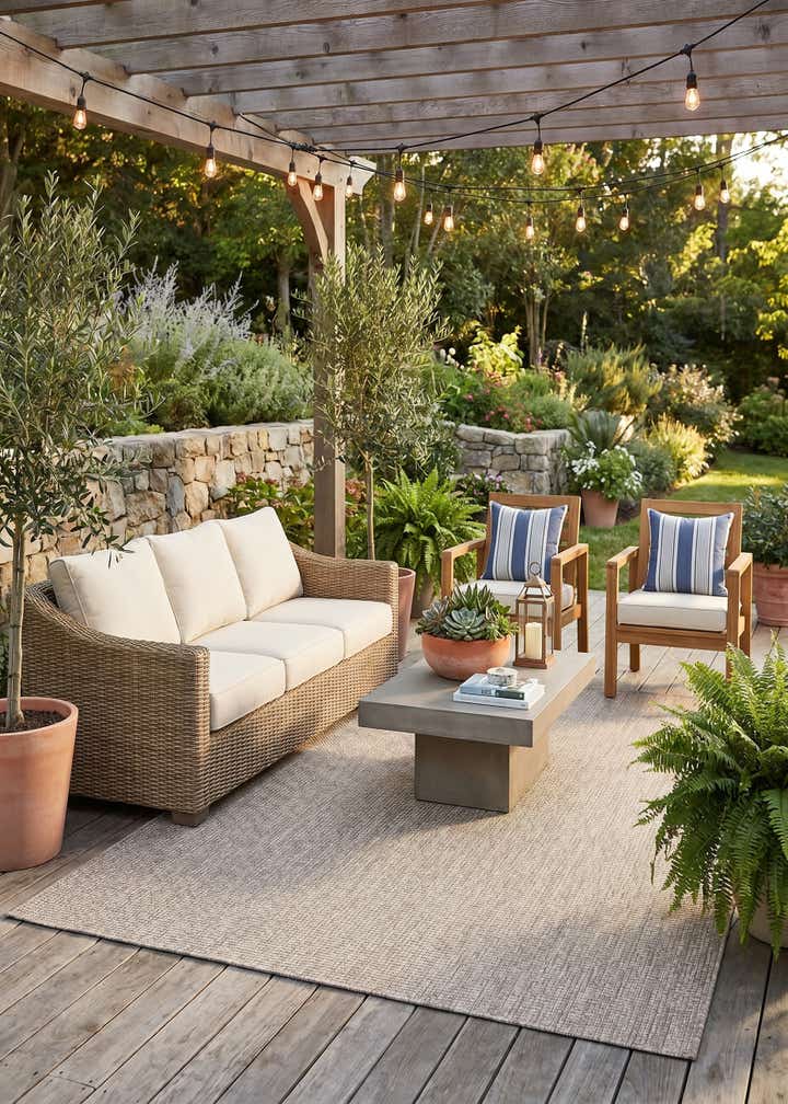 5' 3 x 8' Easy-Clean Solid Indoor / Outdoor Rug