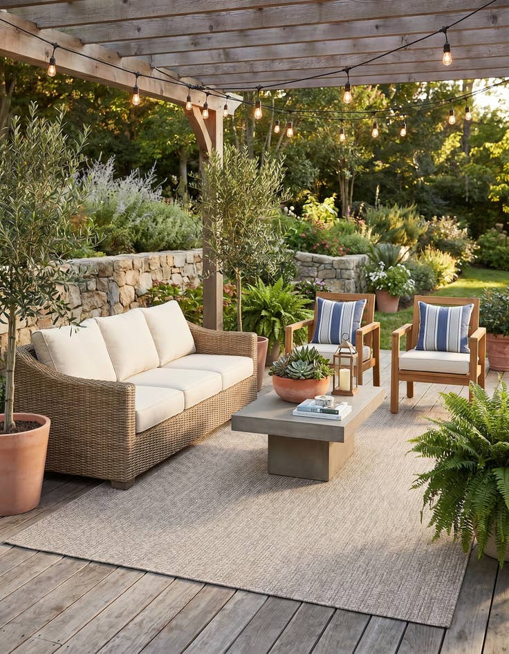 Detail image of 5' 3 x 8' Easy-Clean Solid Indoor / Outdoor Rug