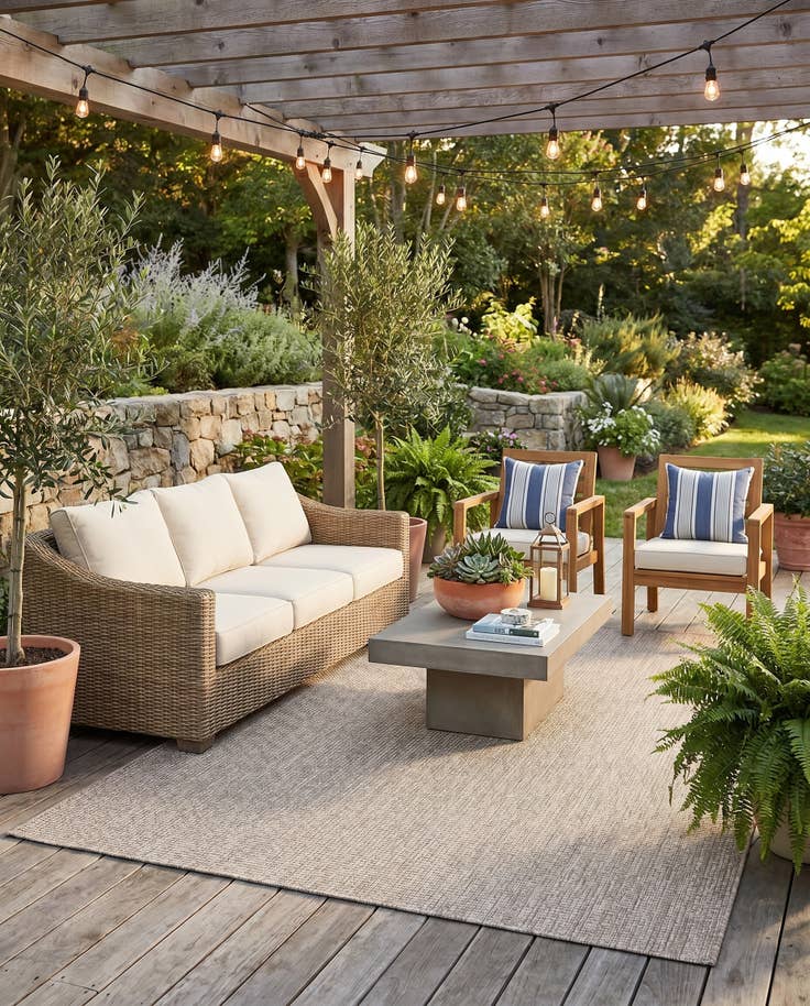 Detail image of 5' 3 x 8' Easy-Clean Solid Indoor / Outdoor Rug