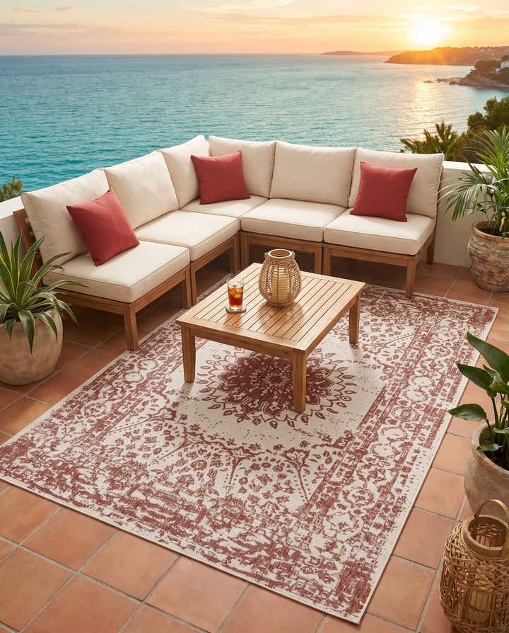 6' x 9' Easy-Clean Traditional Indoor / Outdoor Rug