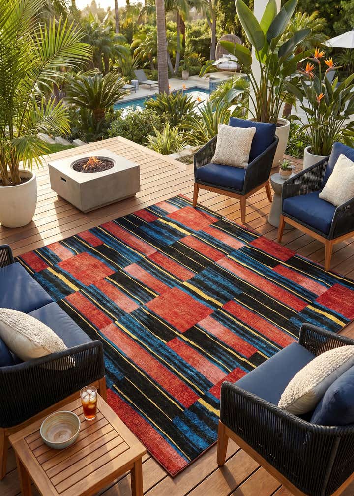 7' 10 x 7' 10 Easy-Clean Modern Indoor / Outdoor Square Rug
