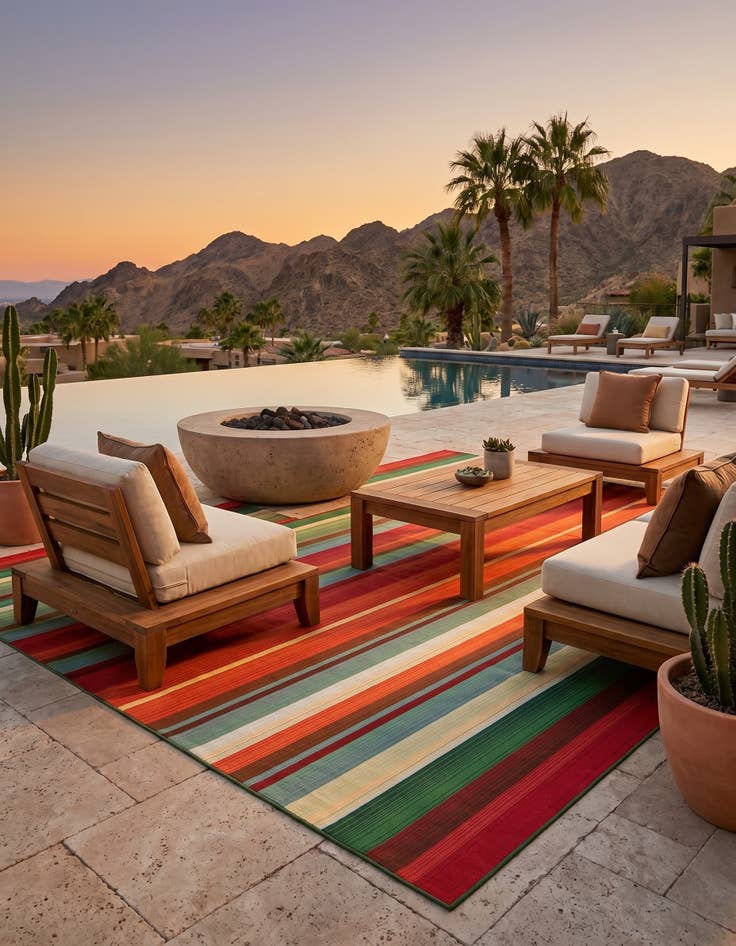 Detail image of 7' x 10' Easy-Clean Modern Indoor / Outdoor Rug