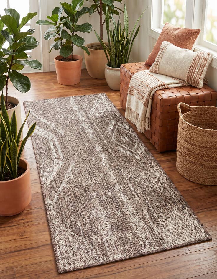 Detail image of 2' x 4' Easy-Clean Bohemian Indoor / Outdoor Runner Rug