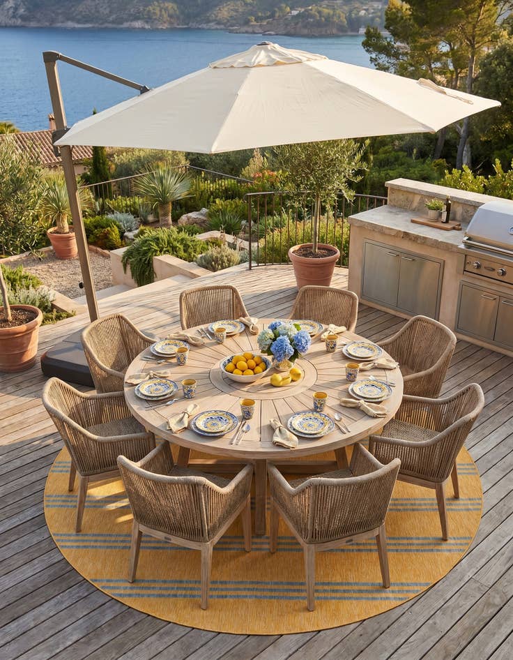 Detail image of 13' x 13' Easy-Clean Jill Zarin Anguilla Indoor / Outdoor Round Rug