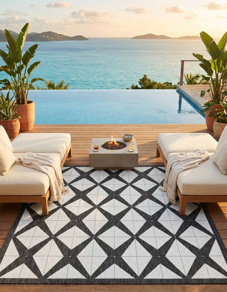 Detail image of 10' x 10' Easy-Clean Modern Indoor / Outdoor Square Rug