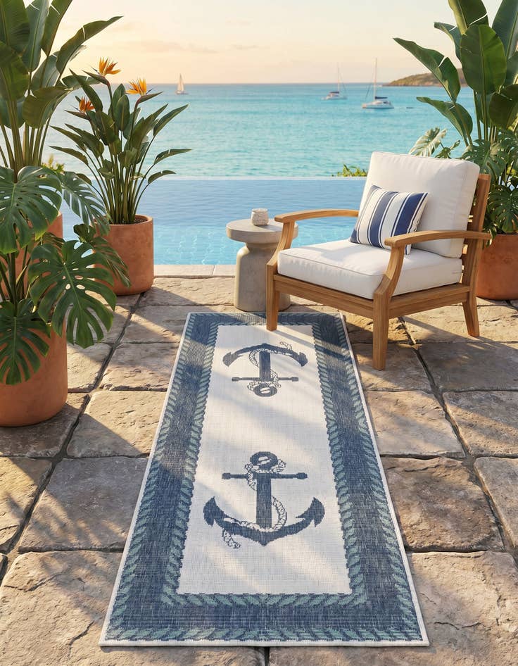 Detail image of 2' x 6' Easy-Clean Coastal Indoor / Outdoor Runner Rug