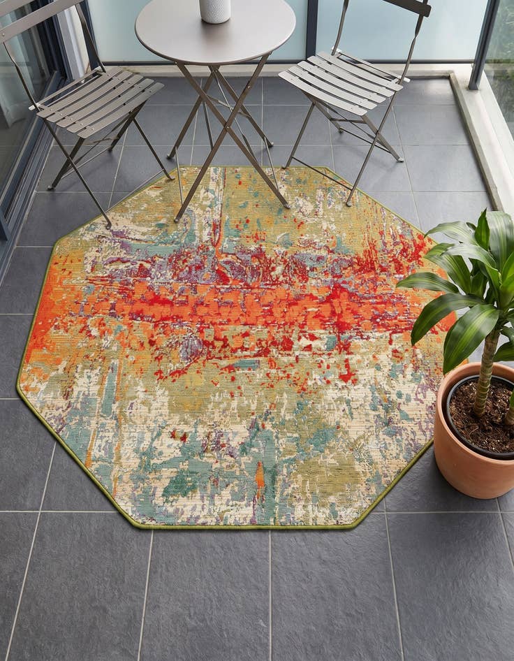 Detail image of 4' x 4' Easy-Clean Modern Indoor / Outdoor Octagon Rug