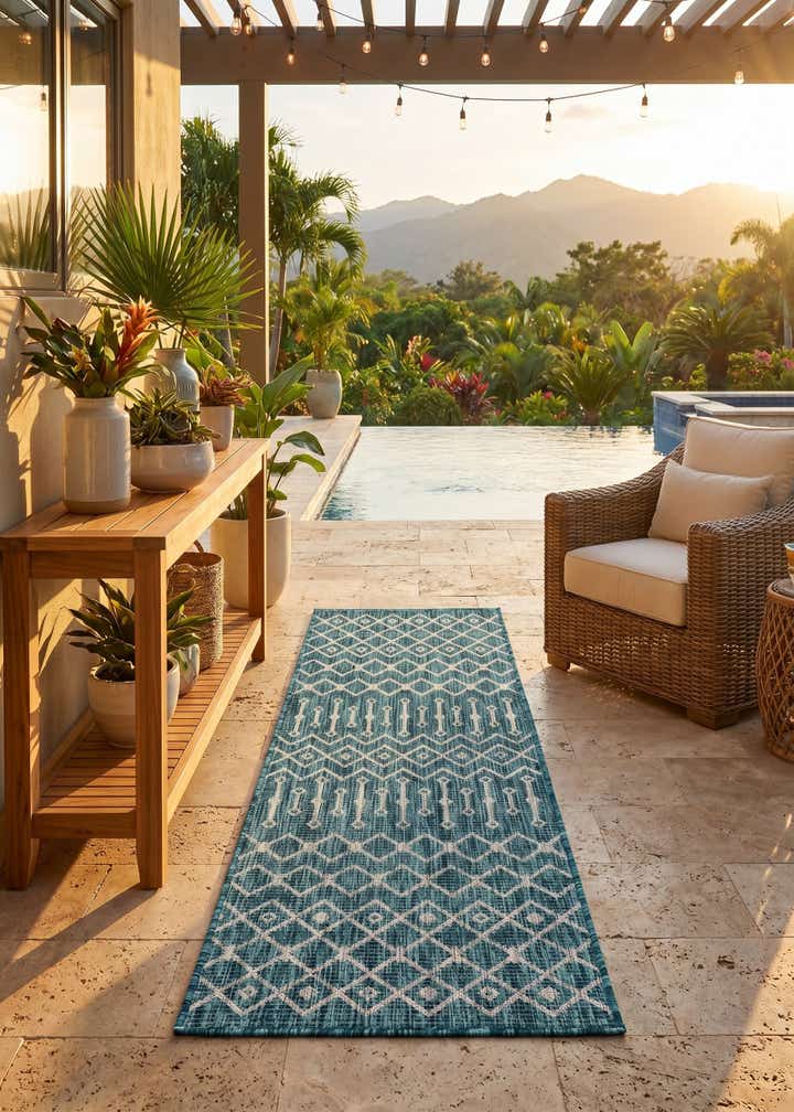 2' x 6' Easy-Clean Lattice Indoor / Outdoor Runner Rug