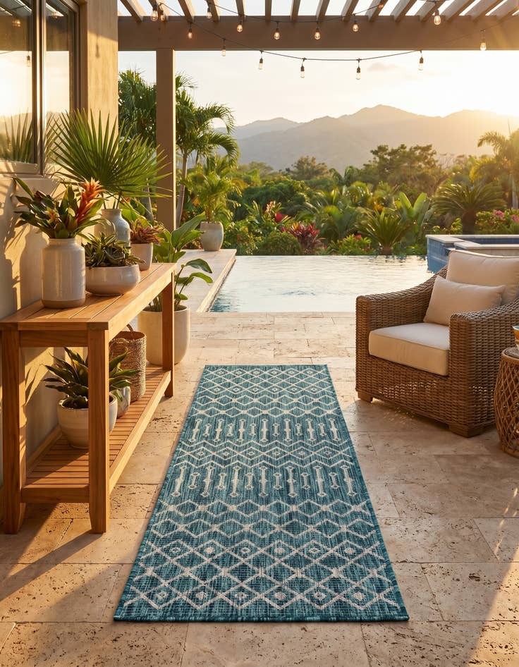 Detail image of 2' x 6' Easy-Clean Trellis Indoor / Outdoor Runner Rug