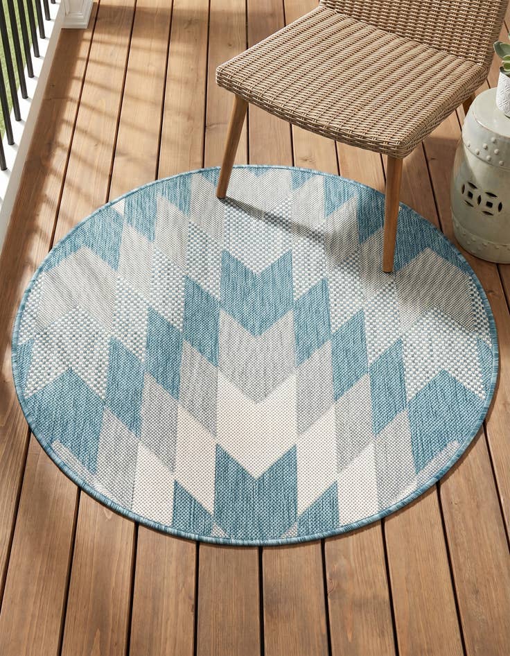 Detail image of 3' x 3' Easy-Clean Modern Indoor / Outdoor Round Rug