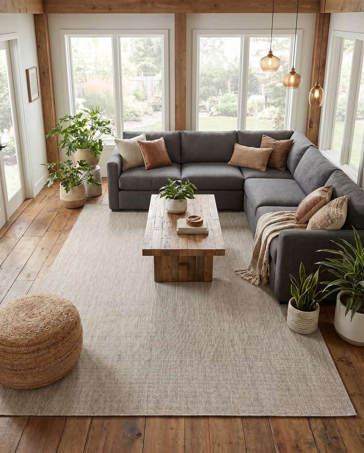 9' x 12' Easy-Clean Solid Indoor / Outdoor Rug