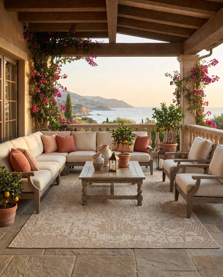 Detail image of 5' 3 x 8' Easy-Clean Traditional Indoor / Outdoor Rug
