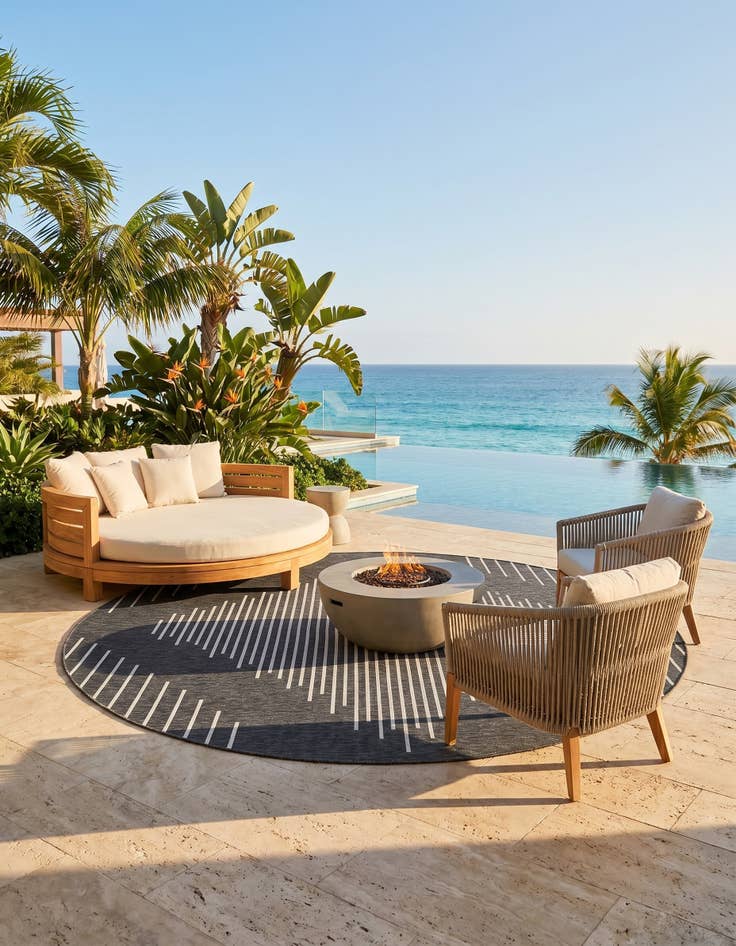 Detail image of 13' x 13' Easy-Clean Modern Indoor / Outdoor Round Rug