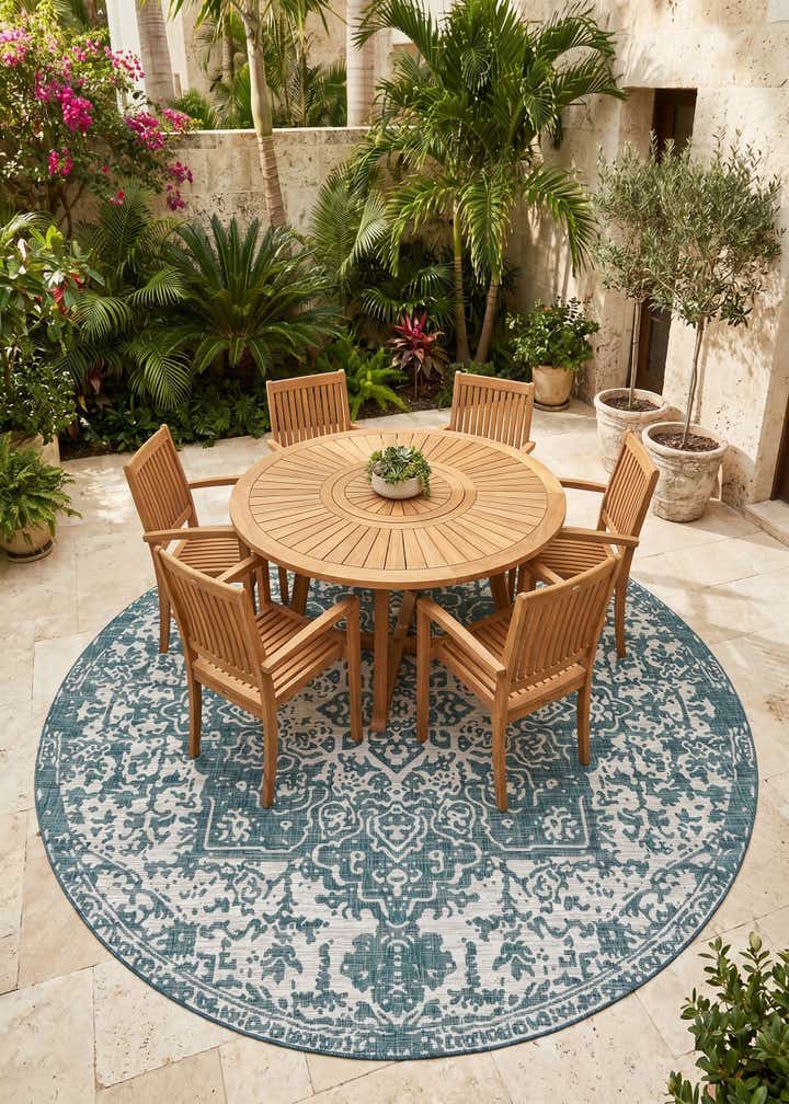 10' 8 x 10' 8 Easy-Clean Jill Zarin Dubai Indoor / Outdoor Round Rug