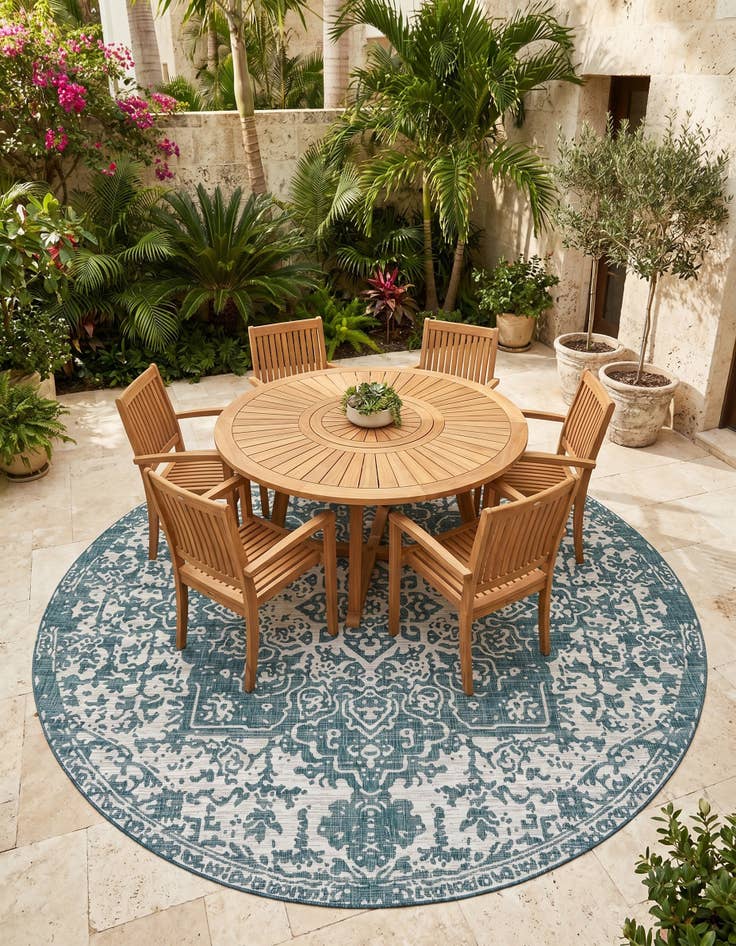 Detail image of 10' 8 x 10' 8 Easy-Clean Jill Zarin Dubai Indoor / Outdoor Round Rug