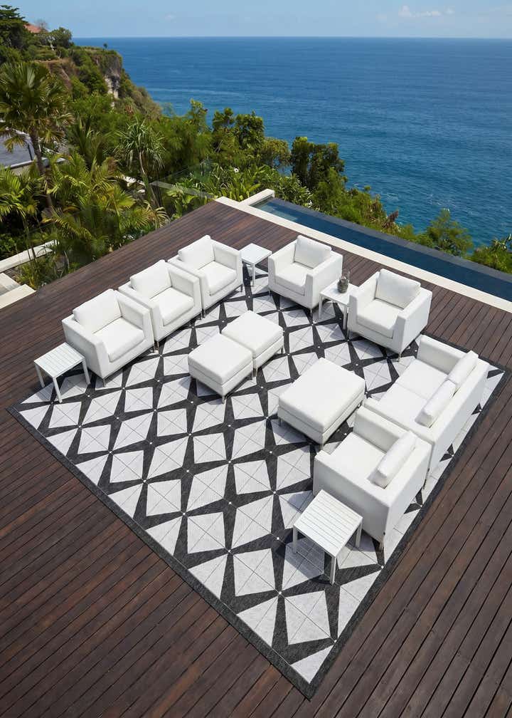 13' x 13' Easy-Clean Modern Indoor / Outdoor Square Rug