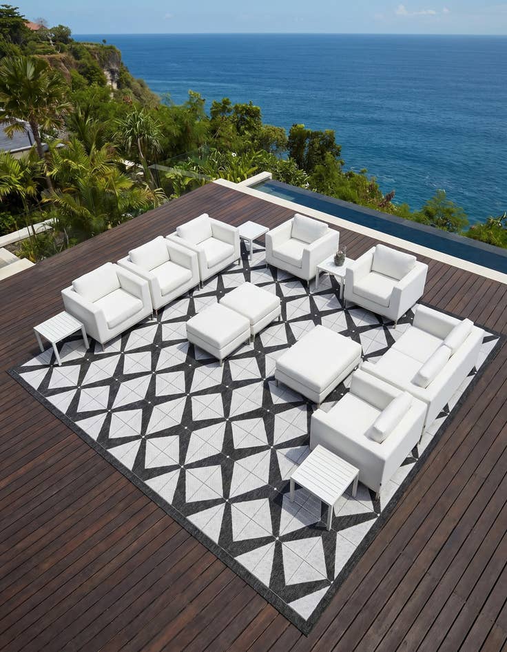 Detail image of 13' x 13' Easy-Clean Modern Indoor / Outdoor Square Rug