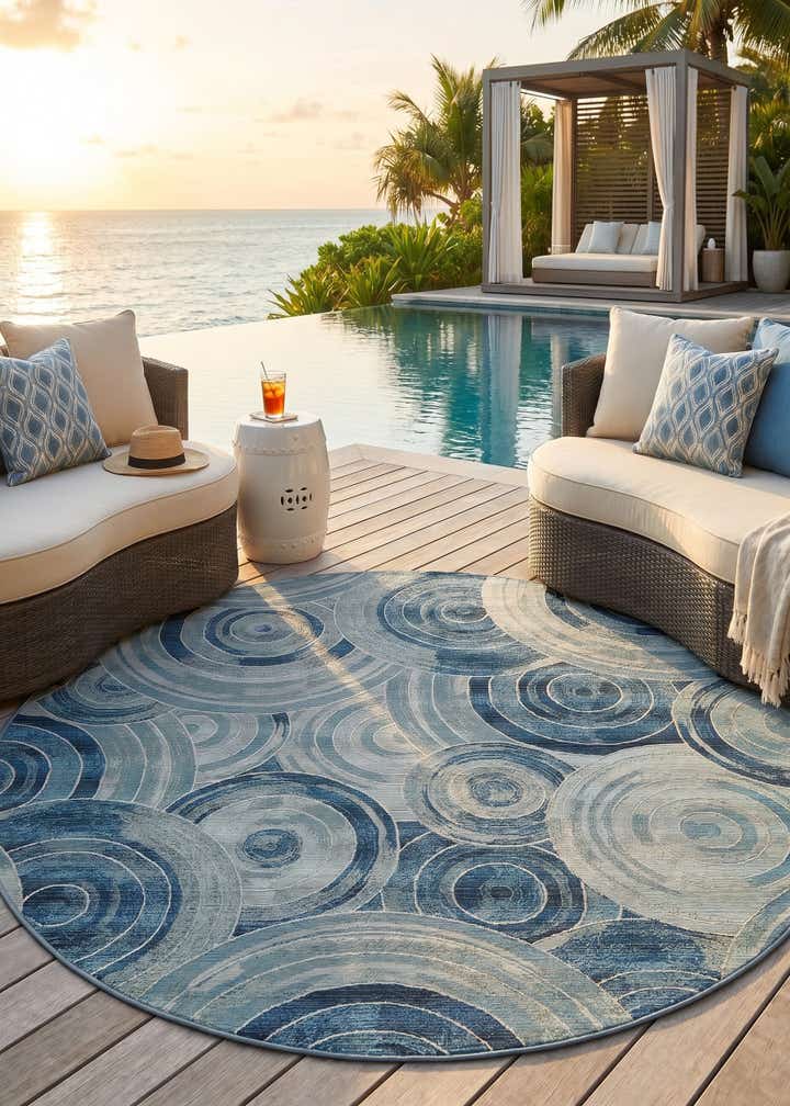 8' x 8' Easy-Clean Modern Indoor / Outdoor Round Rug