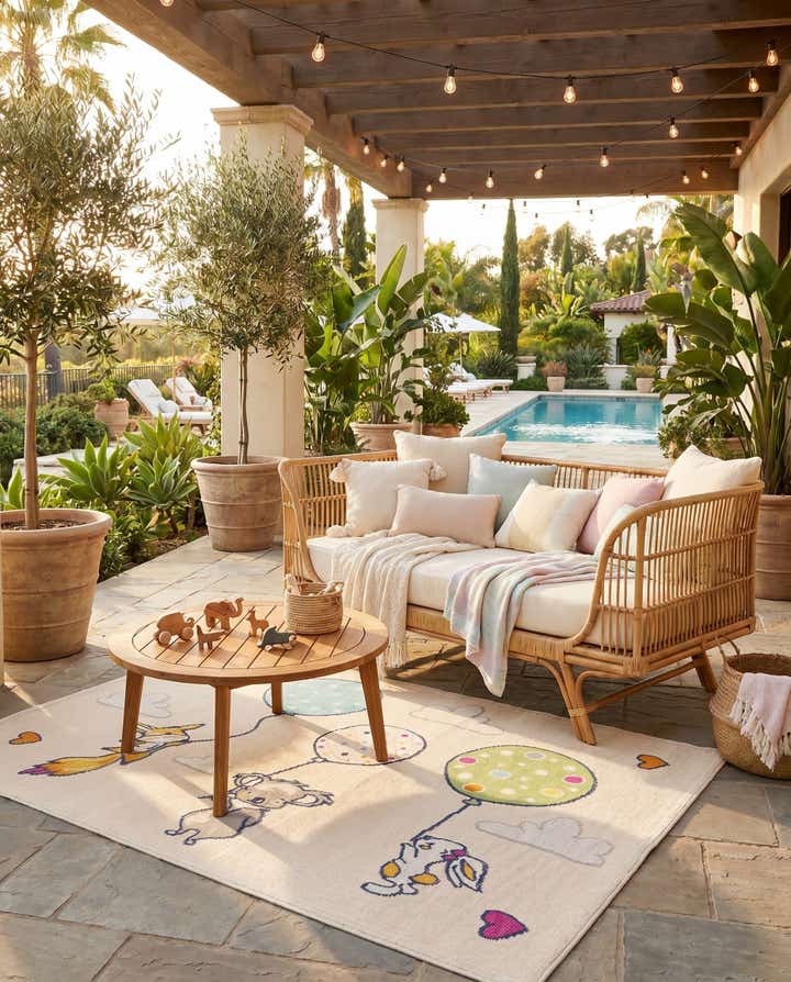 5' 3 x 7' 7 Easy-Clean Indoor / Outdoor Rug