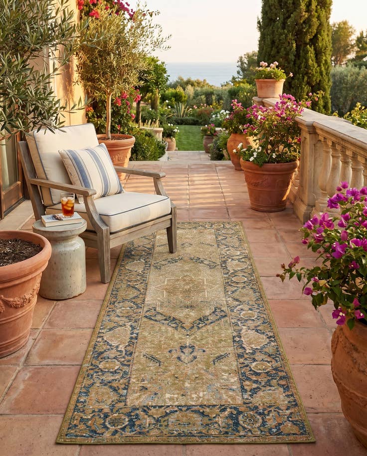 Detail image of 2' x 6' Easy-Clean Traditional Indoor / Outdoor Runner Rug