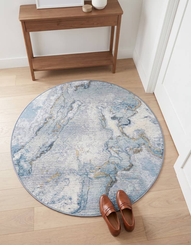 Detail image of 3' 3 x 3' 3 Easy-Clean Modern Indoor / Outdoor Round Rug