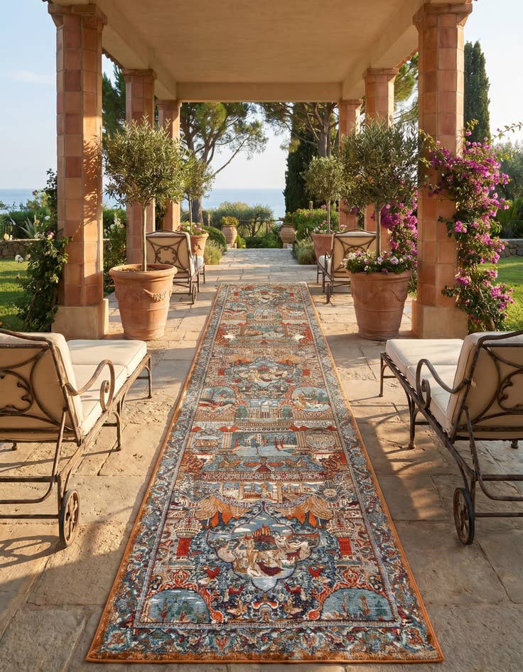 Detail image of 2' 7 x 12' Easy-Clean Traditional Indoor / Outdoor Runner Rug