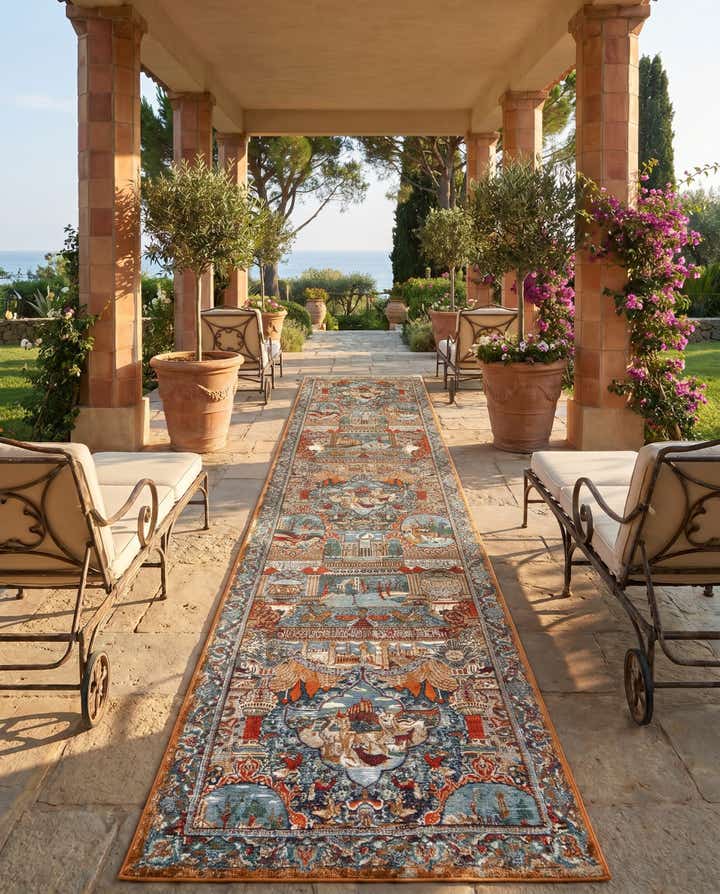 2' 7 x 12' Easy-Clean Traditional Indoor / Outdoor Runner Rug
