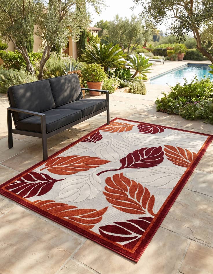 Detail image of 5' x 8' Easy-Clean Botanical Indoor / Outdoor Rug