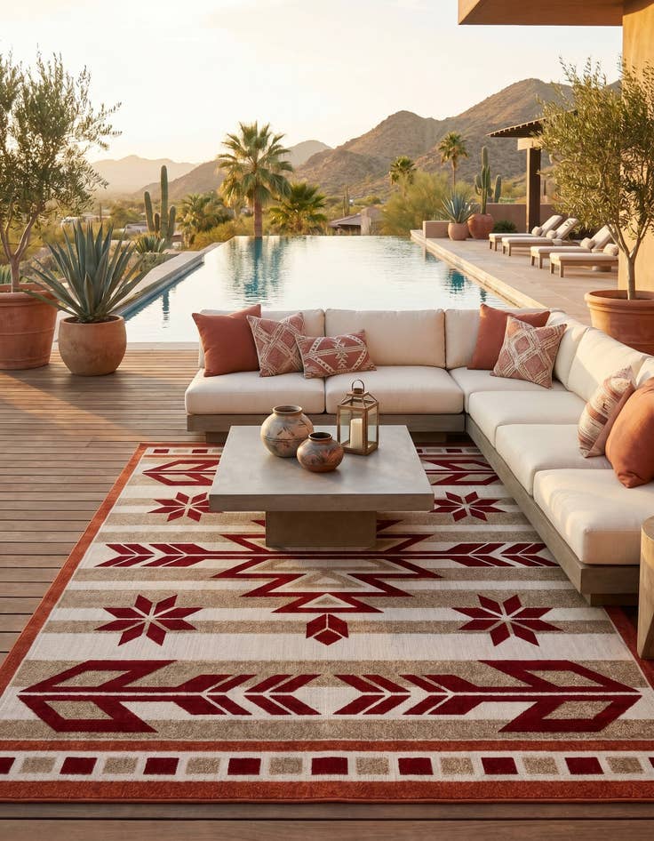 Detail image of 8' x 10' Easy-Clean Modern Indoor / Outdoor Rug