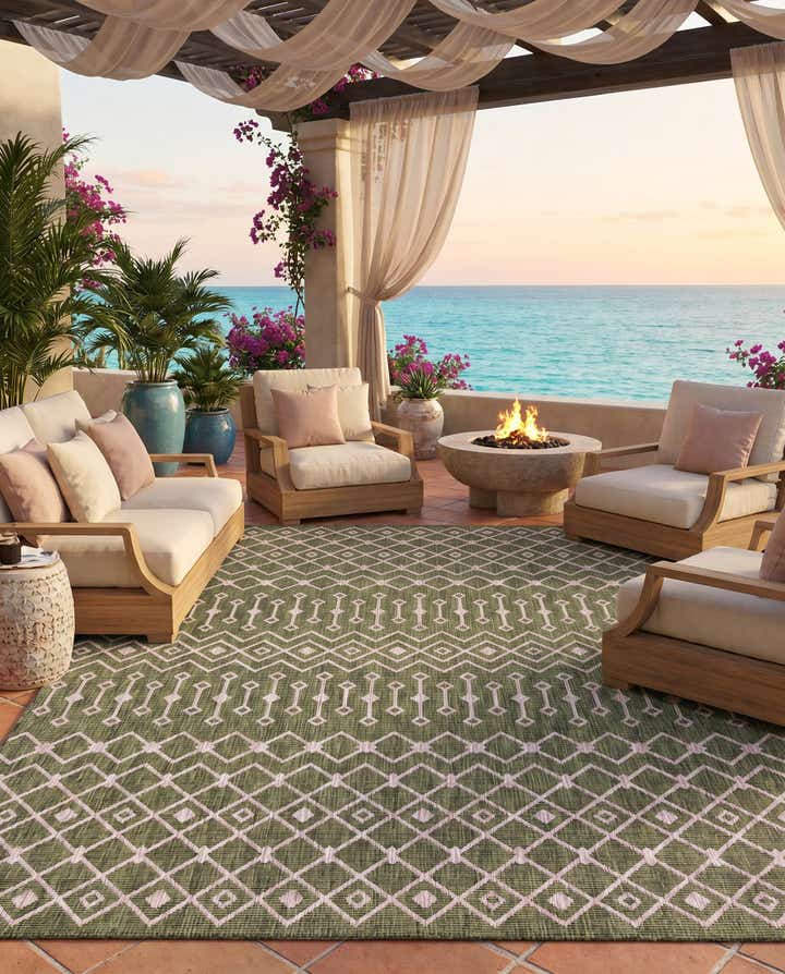 9' x 12' Easy-Clean Trellis Indoor / Outdoor Rug
