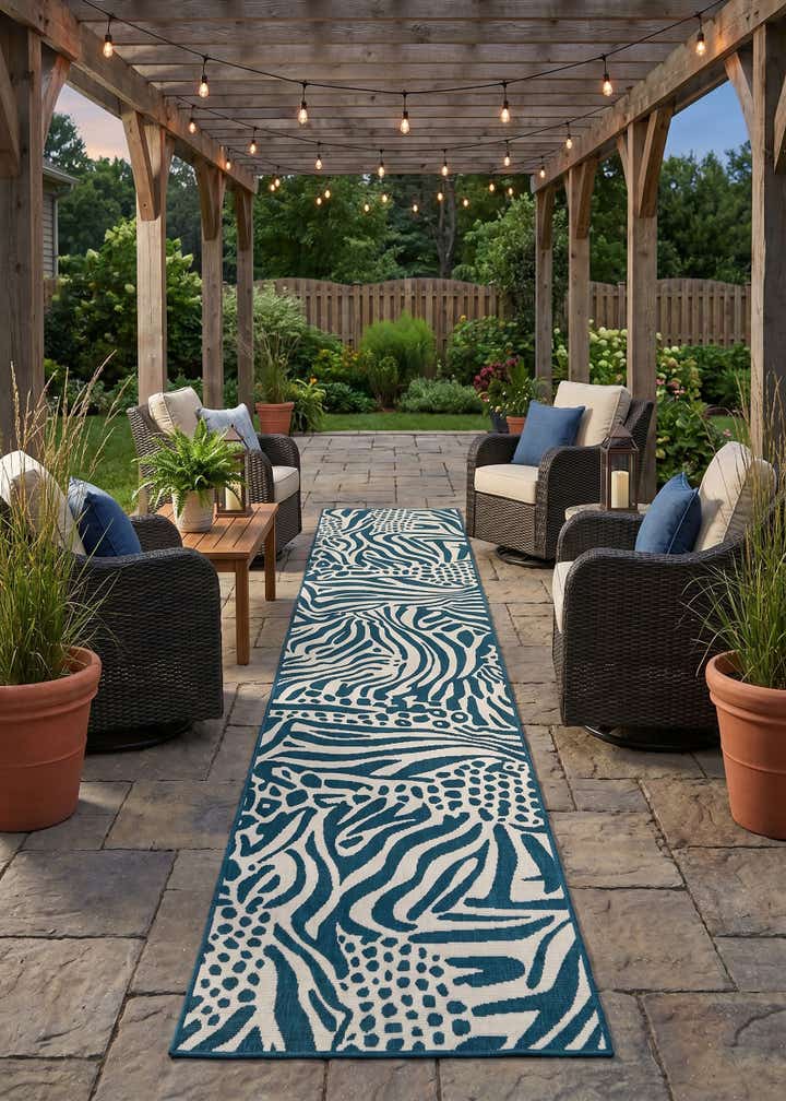 2' 7 x 12' Easy-Clean Safari Indoor / Outdoor Runner Rug