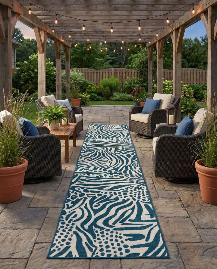2' 7 x 12' Easy-Clean Safari Indoor / Outdoor Runner Rug