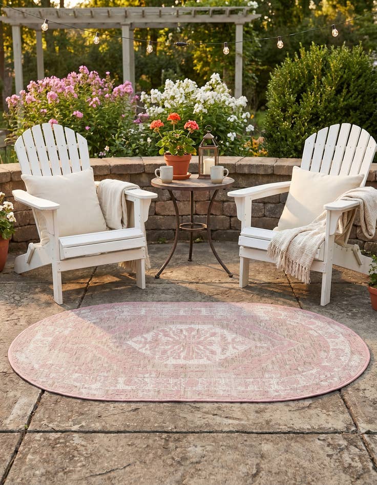 Detail image of 3' x 5' 3 Easy-Clean Traditional Indoor / Outdoor Oval Rug