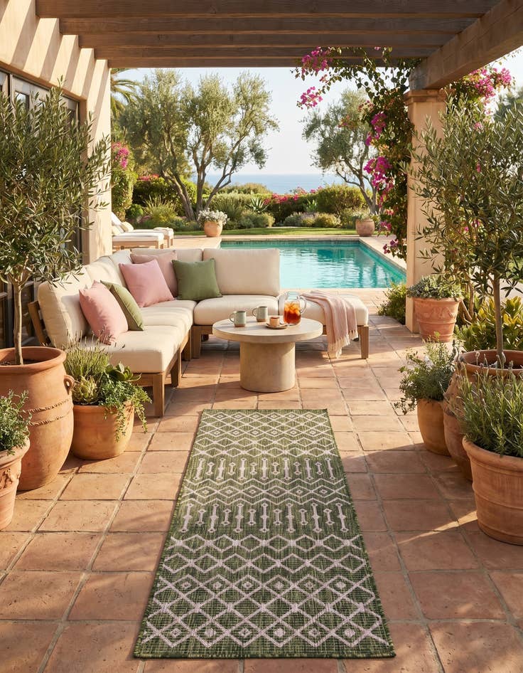 Detail image of 2' x 6' Easy-Clean Lattice Indoor / Outdoor Runner Rug