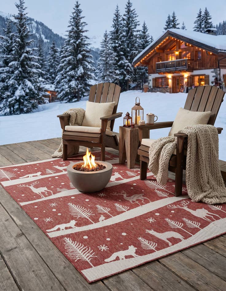 Detail image of 5' 3 x 8' Easy-Clean Holiday Indoor / Outdoor Rug