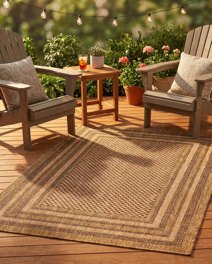 3' 3 x 5' Easy-Clean Border Indoor / Outdoor Rug