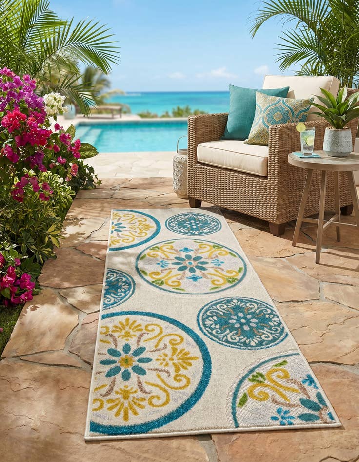 Detail image of 2' x 6' Easy-Clean Modern Indoor / Outdoor Runner Rug