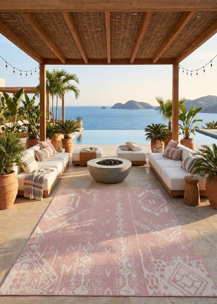 9' x 12' Easy-Clean Bohemian Indoor / Outdoor Rug