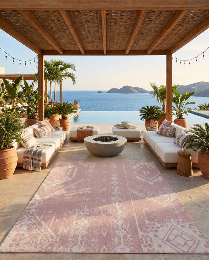 9' x 12' Easy-Clean Bohemian Indoor / Outdoor Rug