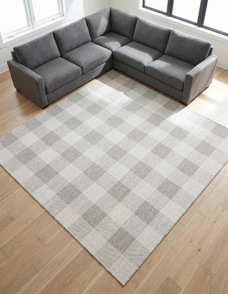 Detail image of 10' x 10' Easy-Clean Checkered Indoor / Outdoor Square Rug